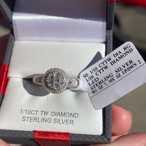 Silver Double Circle Diamond Ring